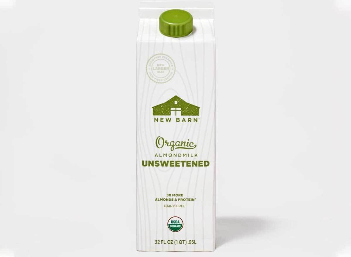 new barn organic unsweetened almond milk