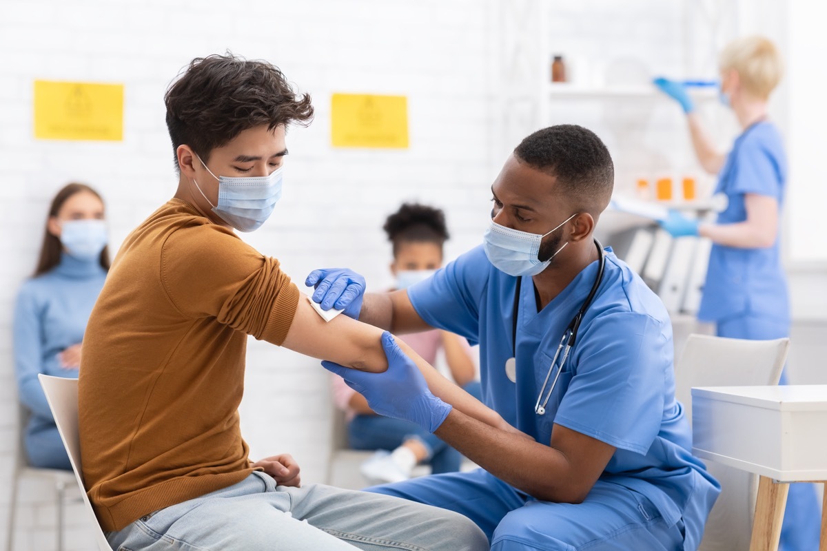 Person getting COVID vaccine