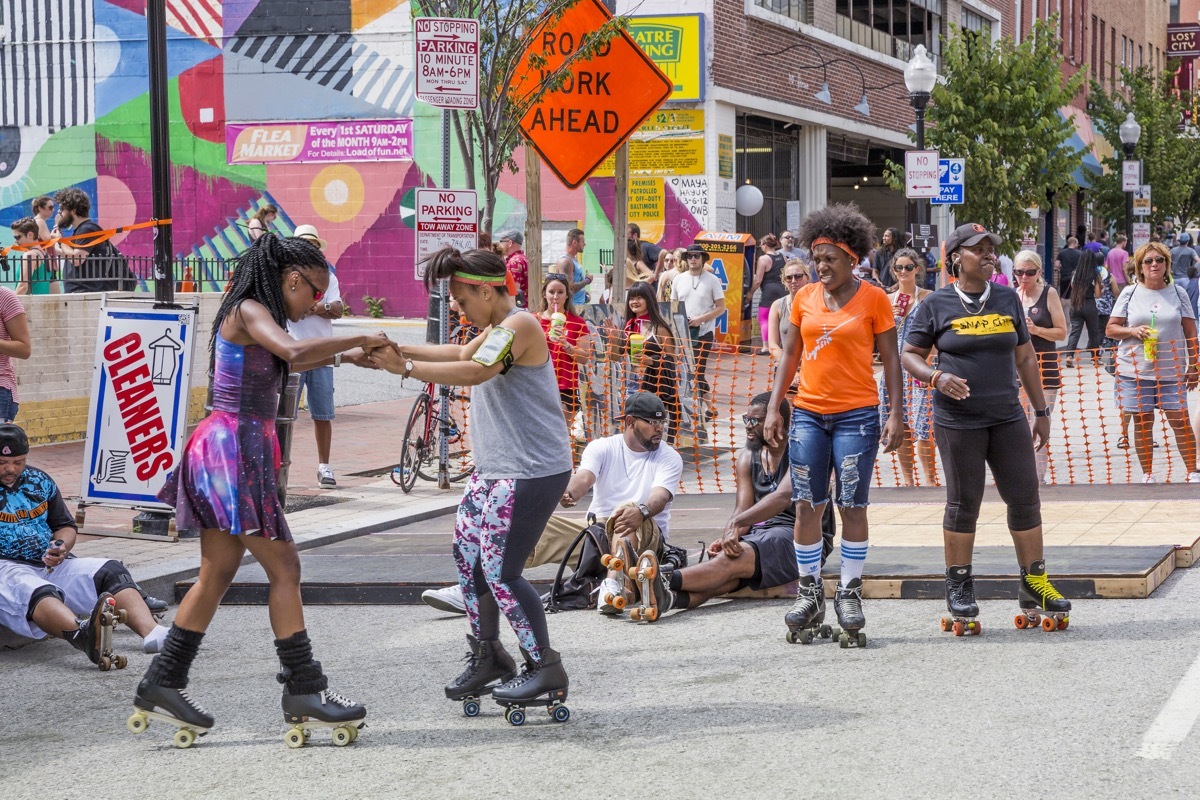 rollerskating Baltimore Artscape Festival. 