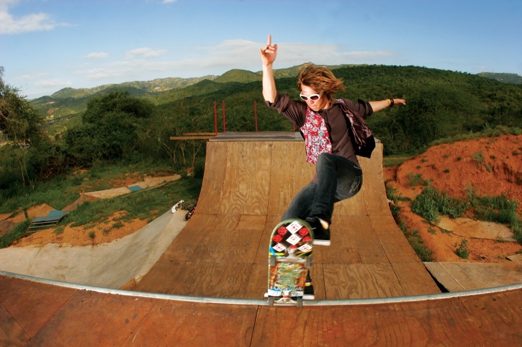 young man on a skateboard ramp