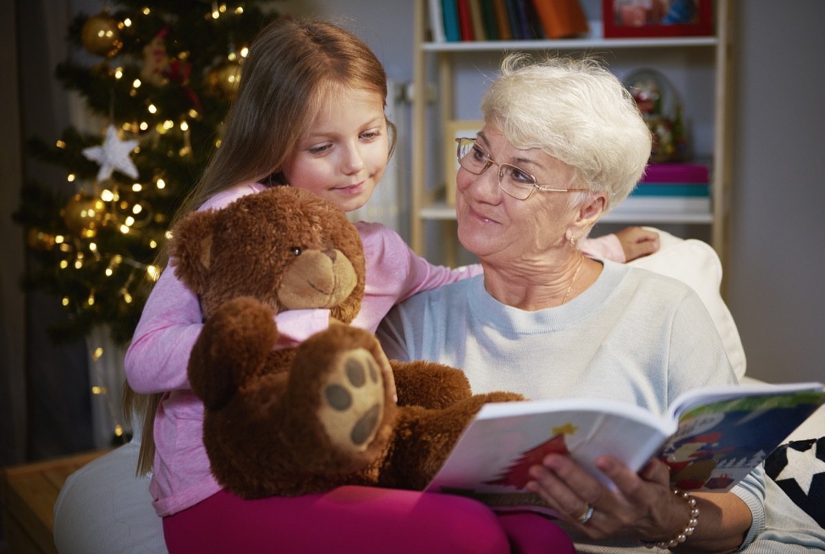 Grandma babysitting her granddaughter during the holiday season