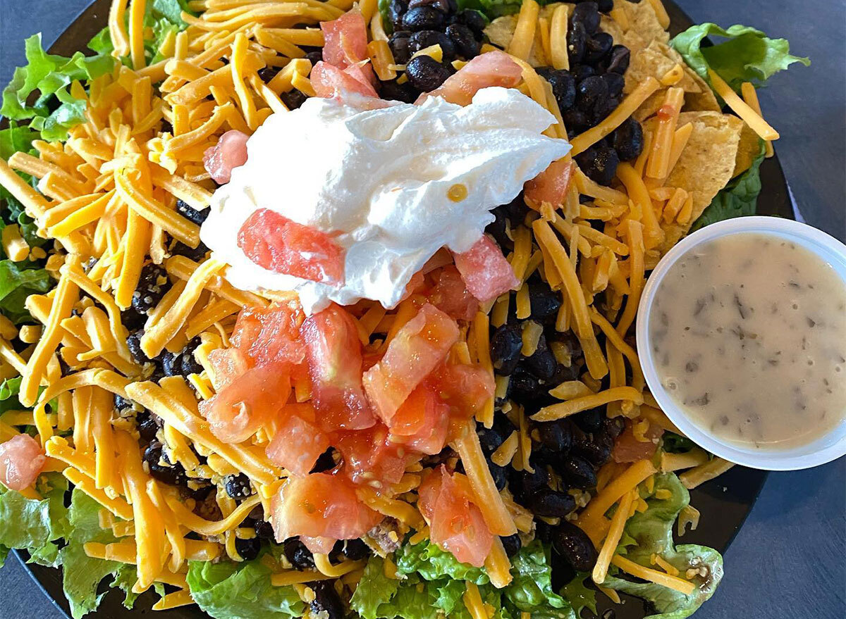 taco salad with tomatoes and cheese