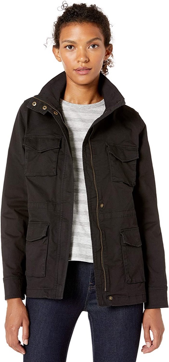 A dark canvas utility jacket