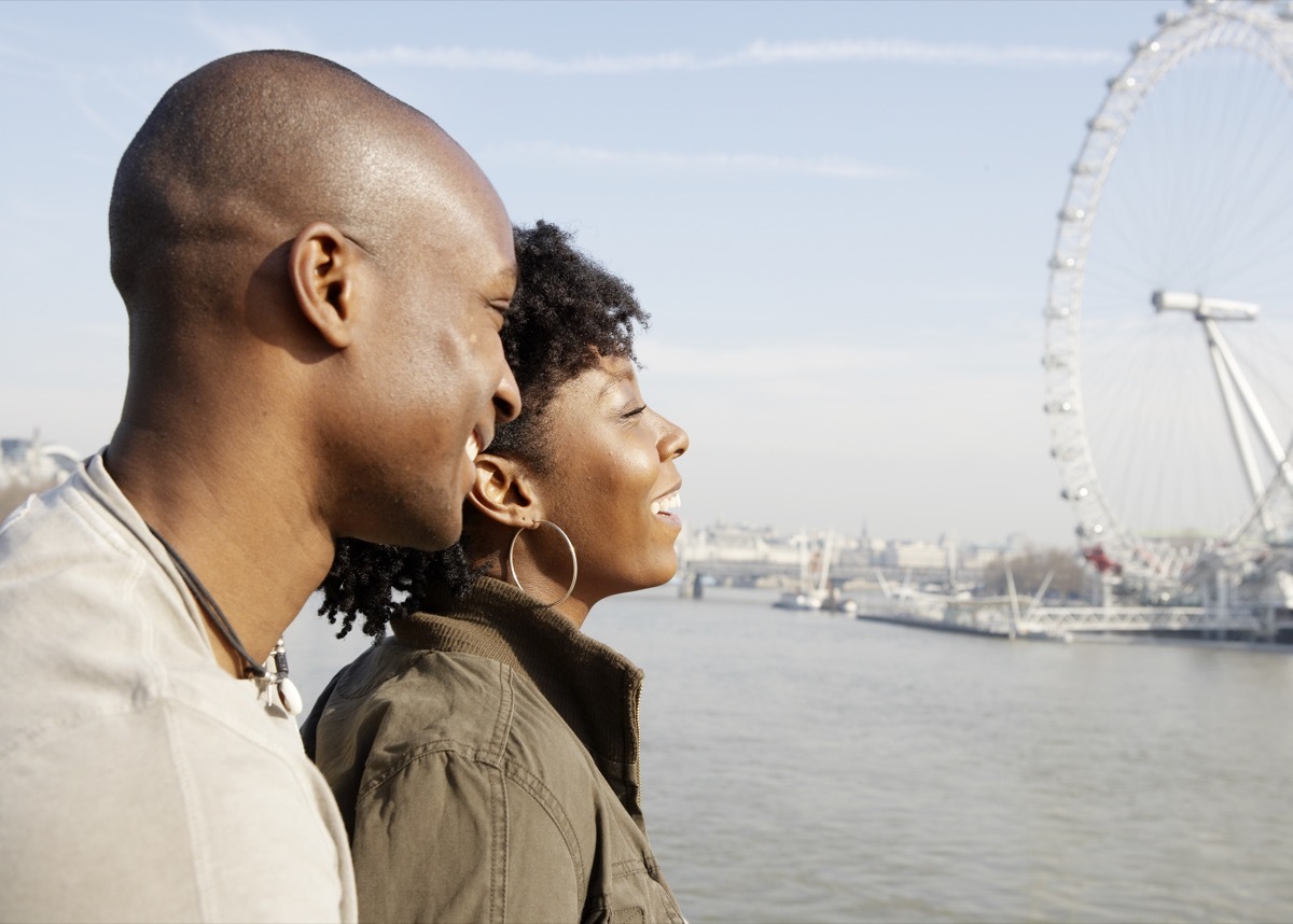 Cute black couple on vacation in London