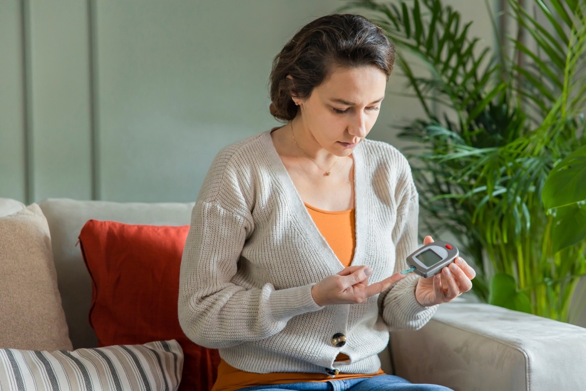 Woman with Diabetes Checking Her Sugar Levels