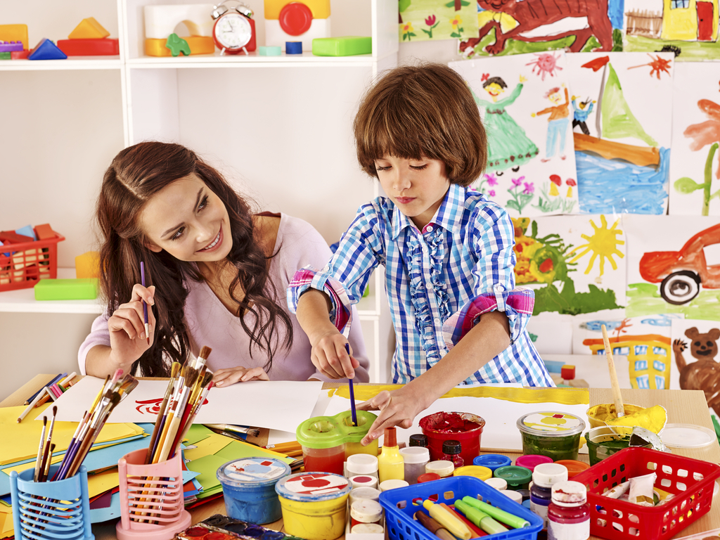 Mother and Son Painting Parenting