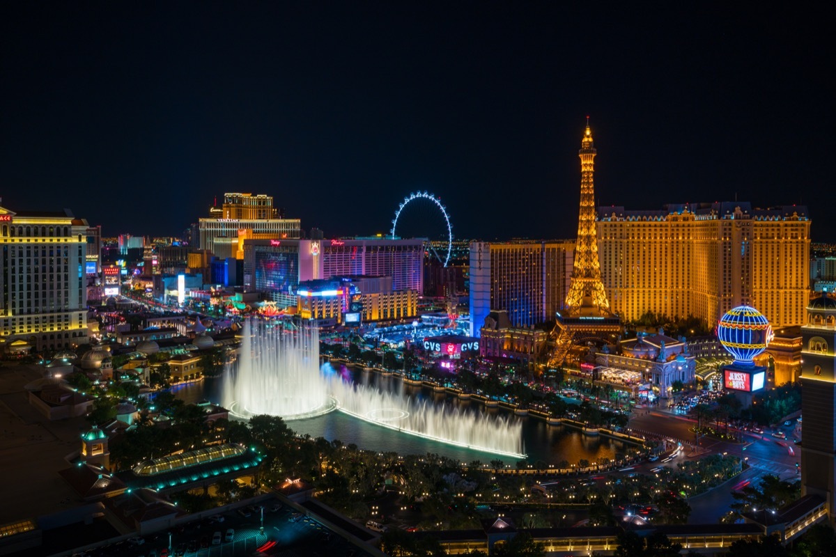 LAS VEGAS, USA - JULY 14 : World famous Vegas Strip in Las Vegas, Nevada as seen at night on July 14, 2016 in Las Vegas, USA