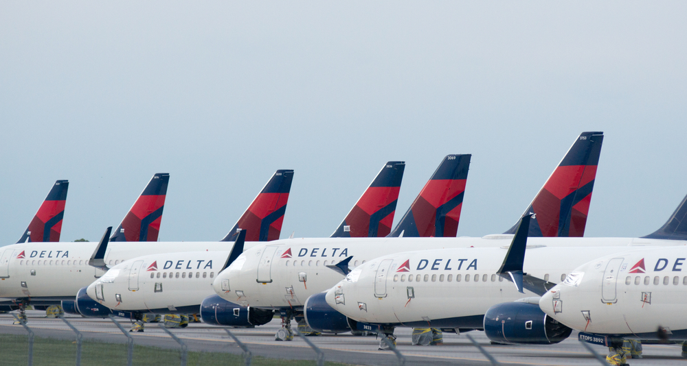 Delta planes sitting on the runway