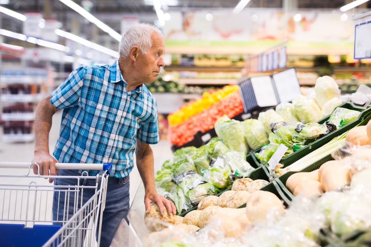 Older Man Grocery Shopping