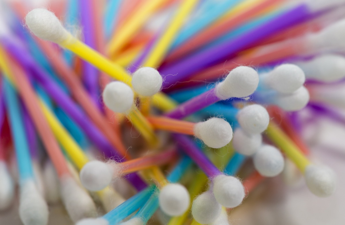 Closeup of multicolored cotton swabs.