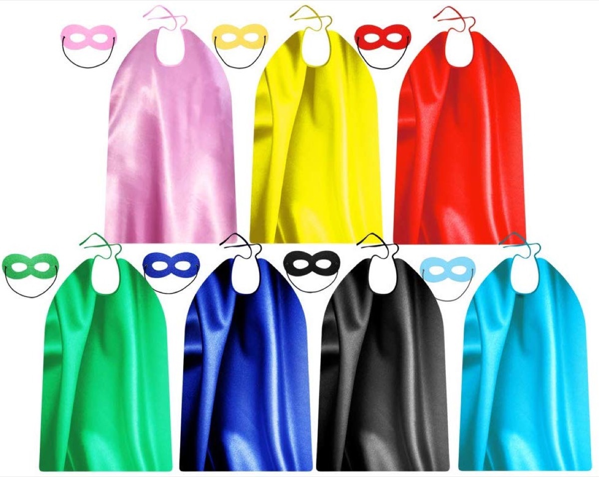 rainbow superhero capes, family halloween costumes