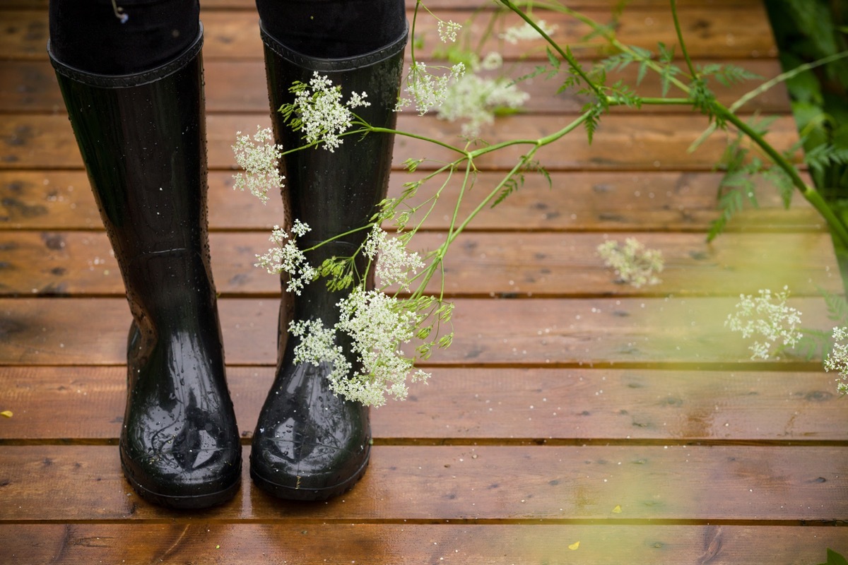 fashionable black rainboots