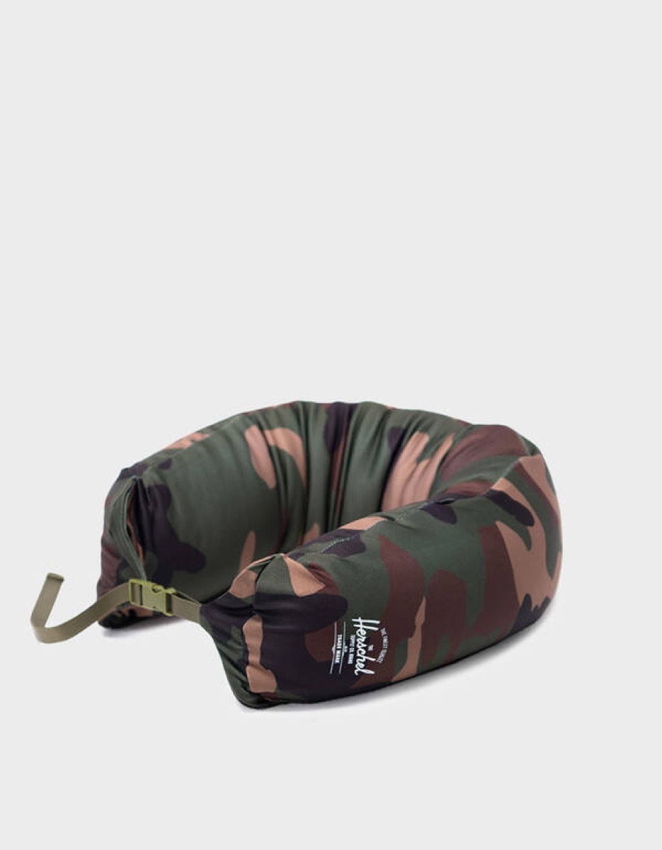 green and brown camouflage neck pillow