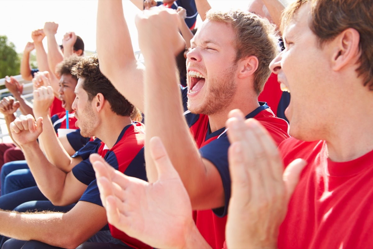 football fans cheering