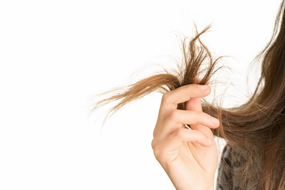 Woman with split ends