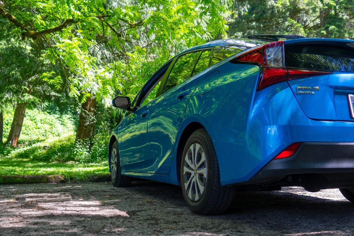 Arlington WA. - USA / 06/18/2020: Toyota Prius All Wheel Drive Vehicle in Park