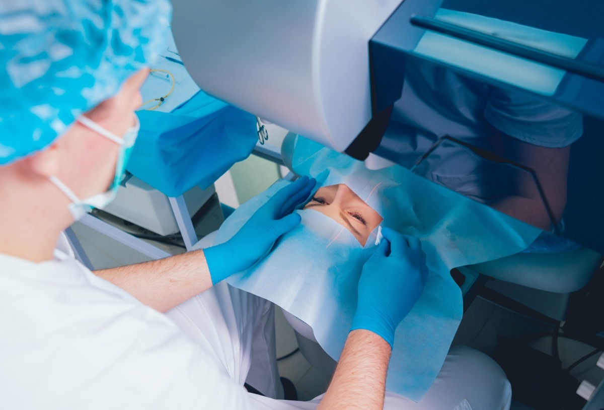 woman getting lasik surgery