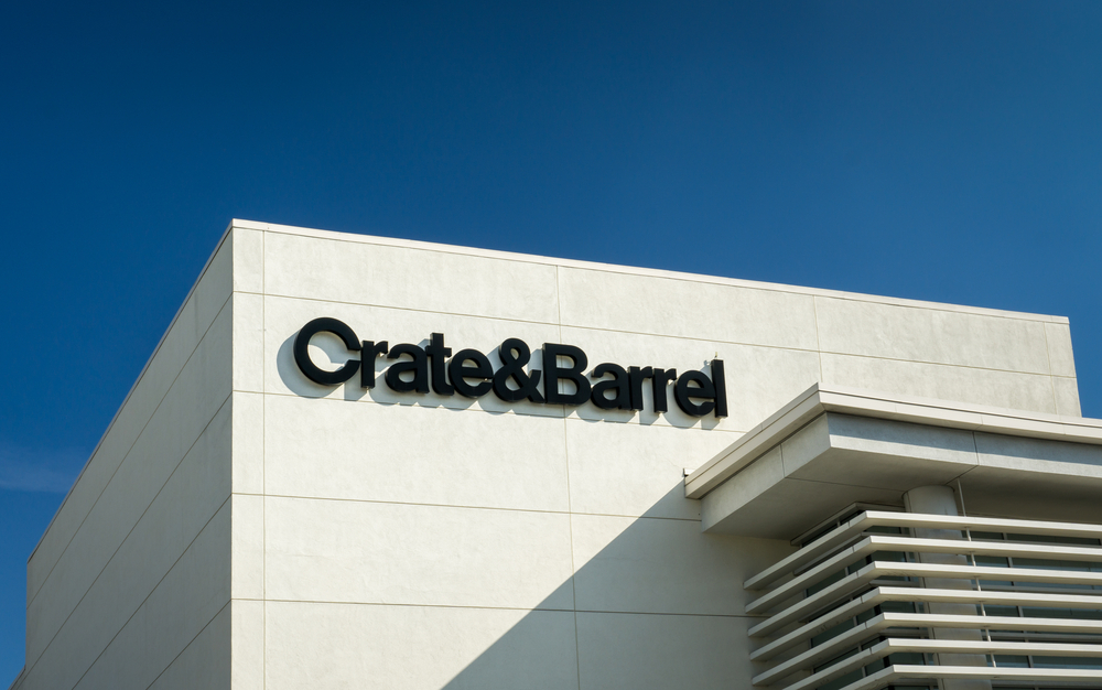 The exterior of a Crate & Barrel store