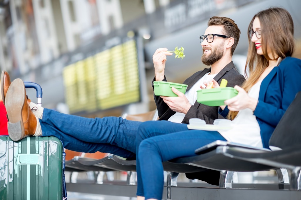 eat a light meal before boarding if you want to sleep on the flight airplane sleep tips