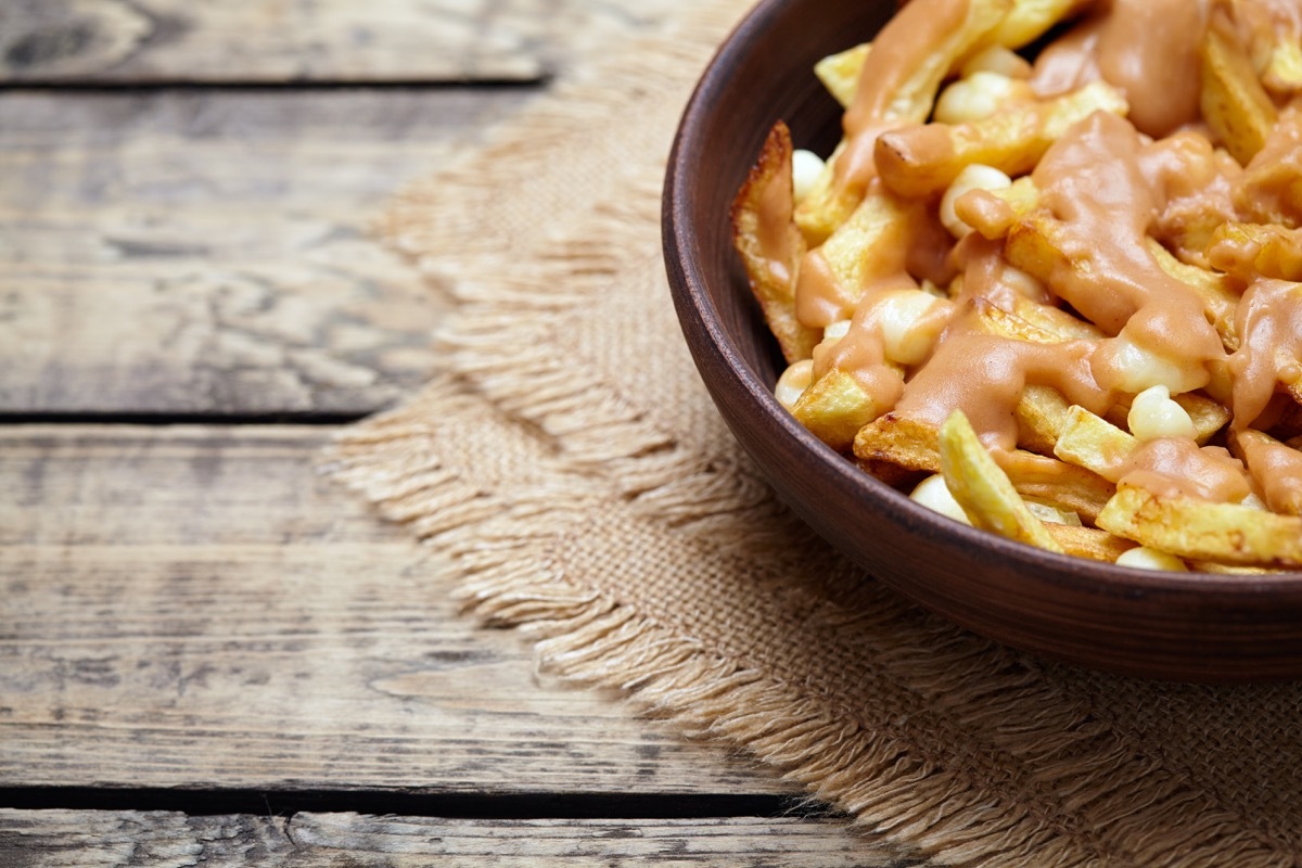 poutine gravy cheese curds on a plate