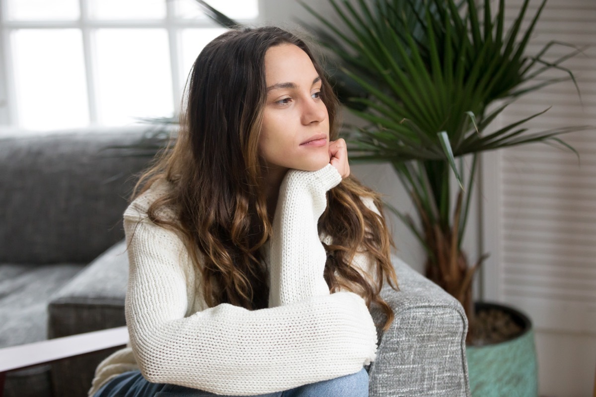 thoughtful pensive woman