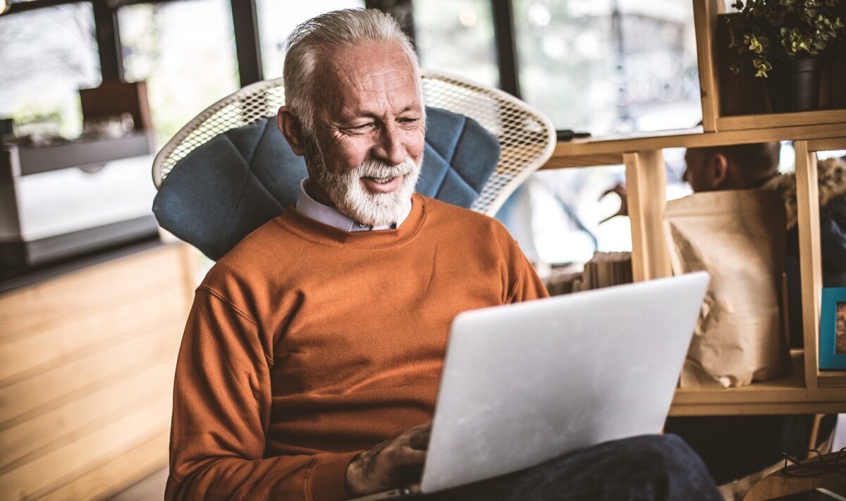 Older man on computer