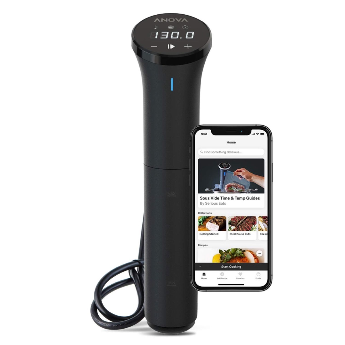 sous vide machine and smartphone