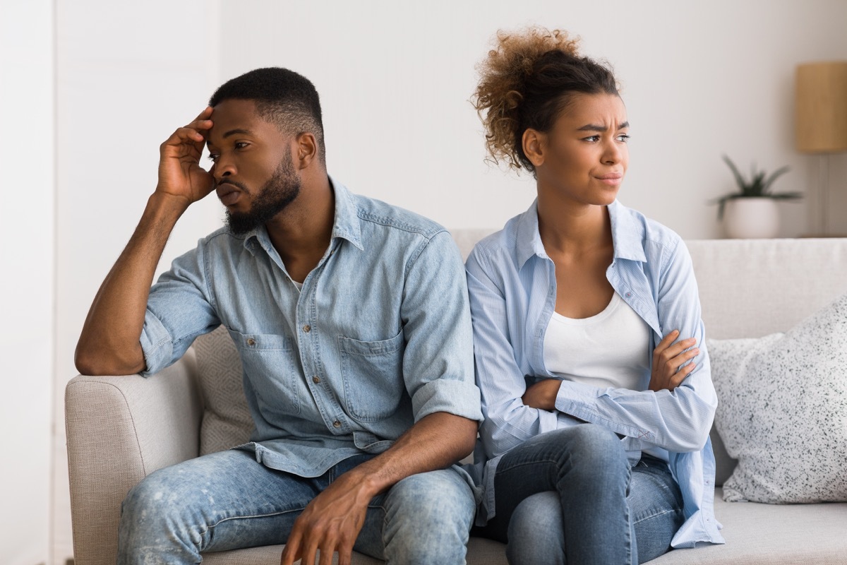 Couple avoiding eye contact during a fight