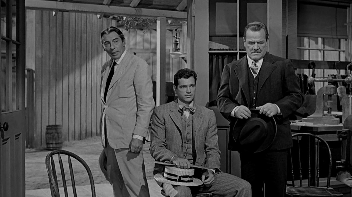 Paul Birch, Joseph Hoover, and Carleton Young in The Man Who Shot Liberty Valance (1962)