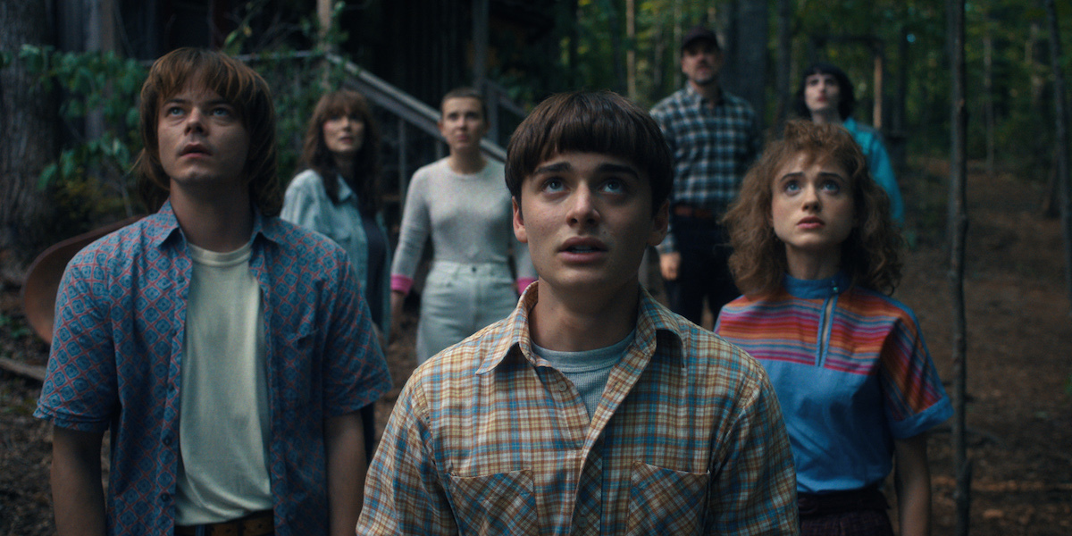 A still of cast members in 'Stranger Things' season 4