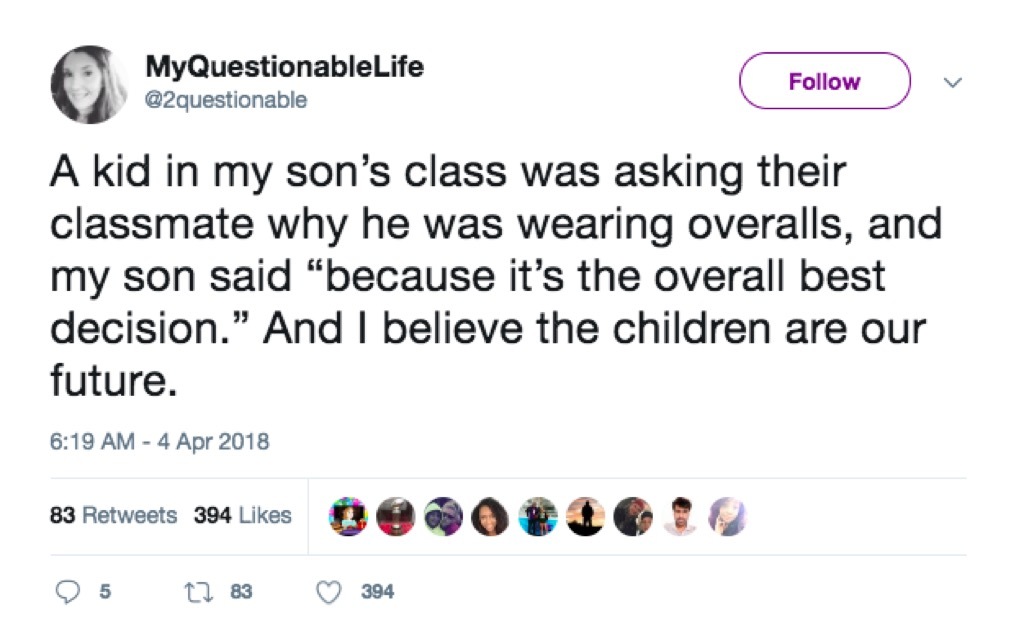 Overalls funny mom tweets