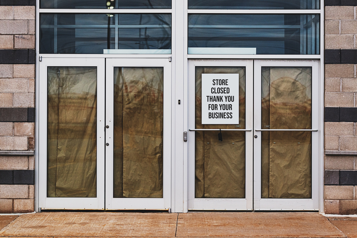 A vacant retail space in a retail shopping mall.