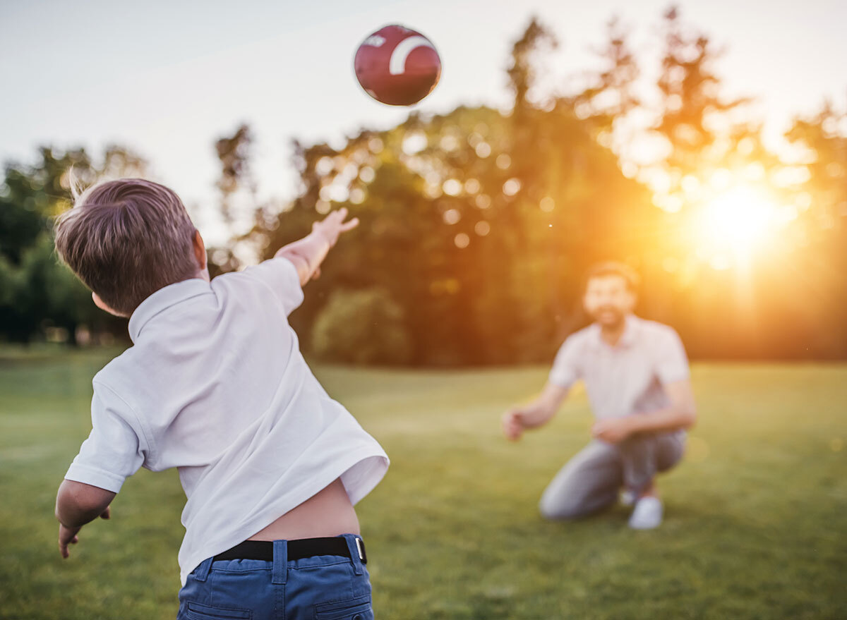 throwing a football with dad