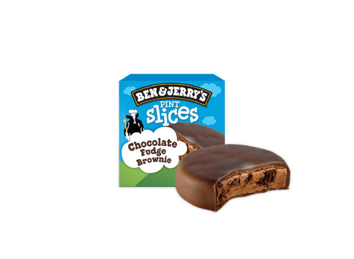 Ben and Jerrys slices fudge brownie