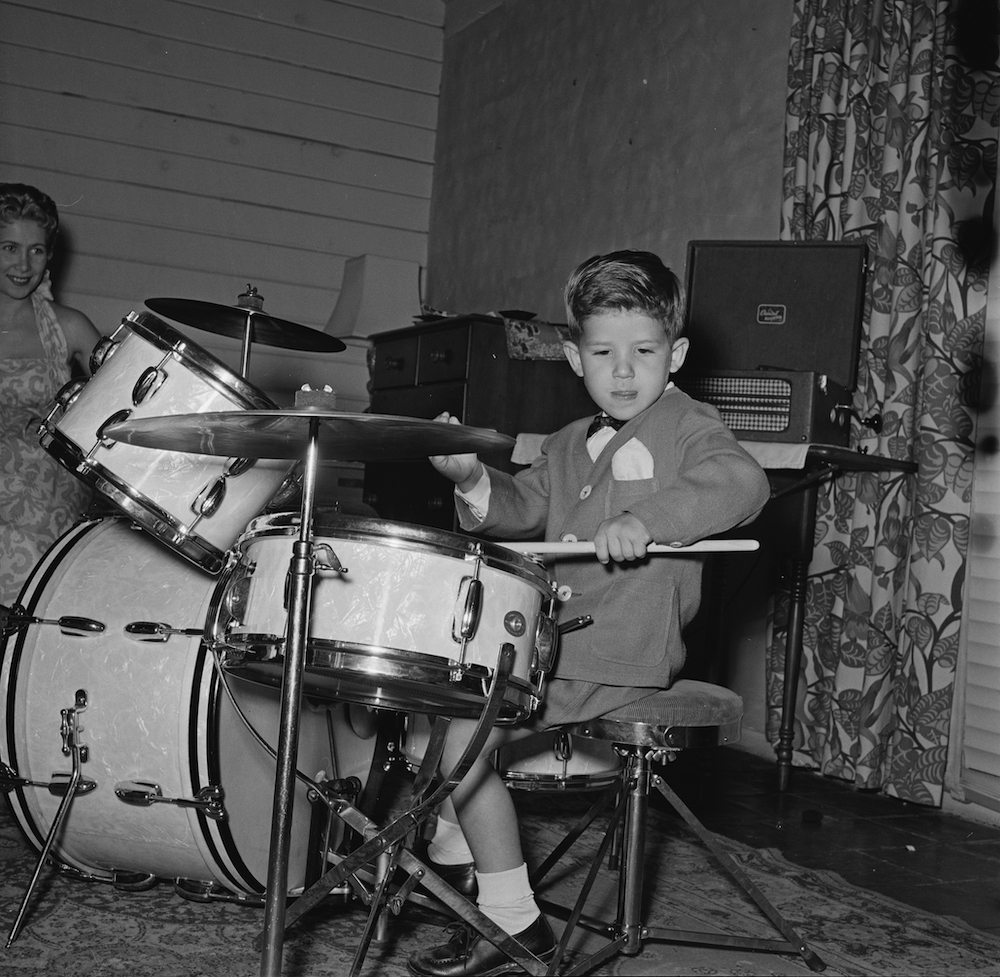 Keith Thibodeaux playing drums in 1955