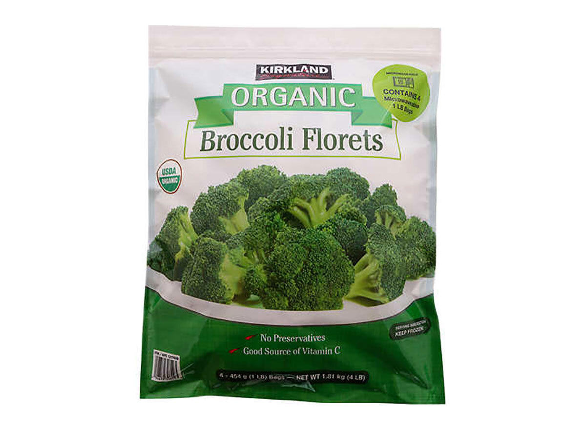 bag of frozen kirkland signature broccoli florets