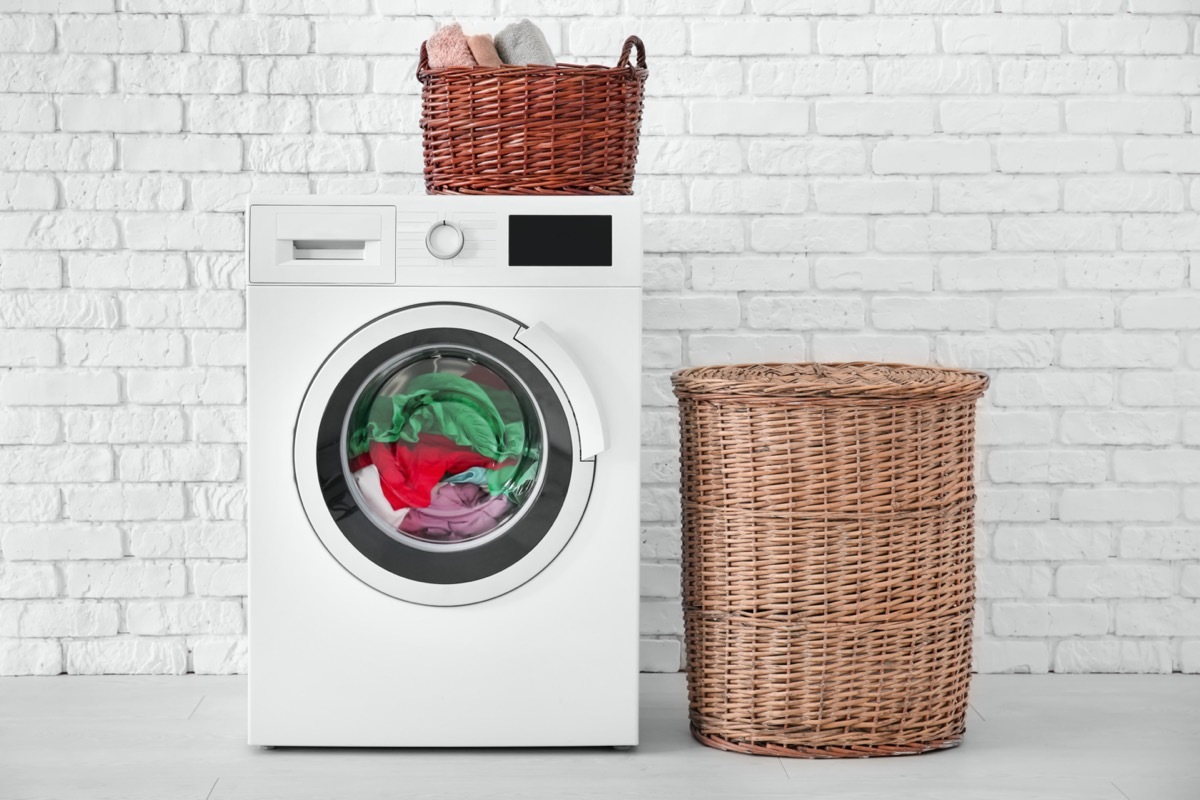 Laundry in washing machine indoors