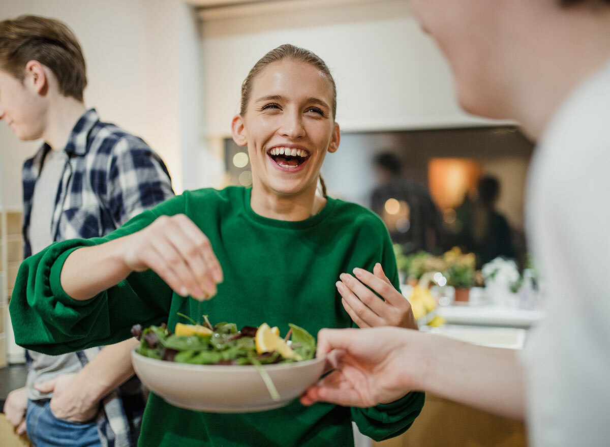 eating salad