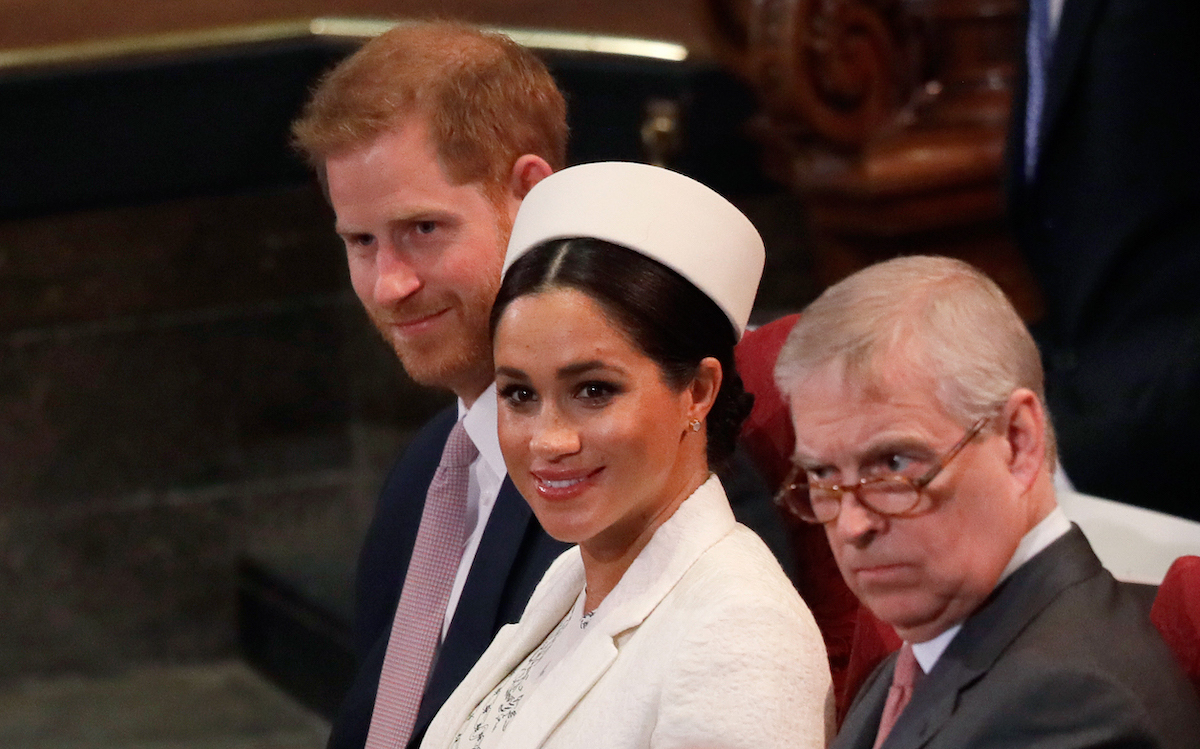 Britain's Prince Harry, Duke of Sussex, Britain's Meghan, Duchess of Sussex and Britain's Prince Andrew, Duke of York