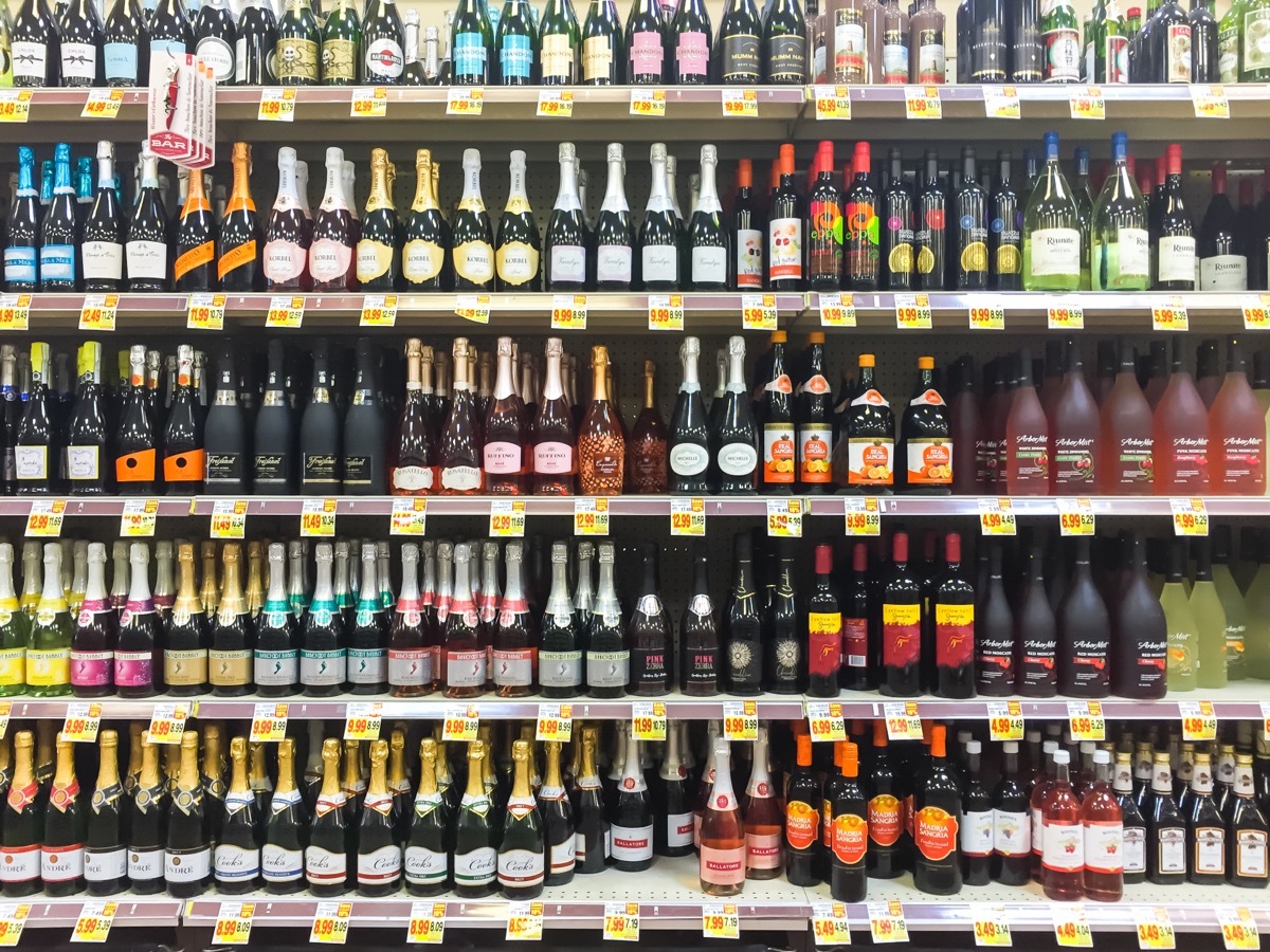 wine aisle at kroger