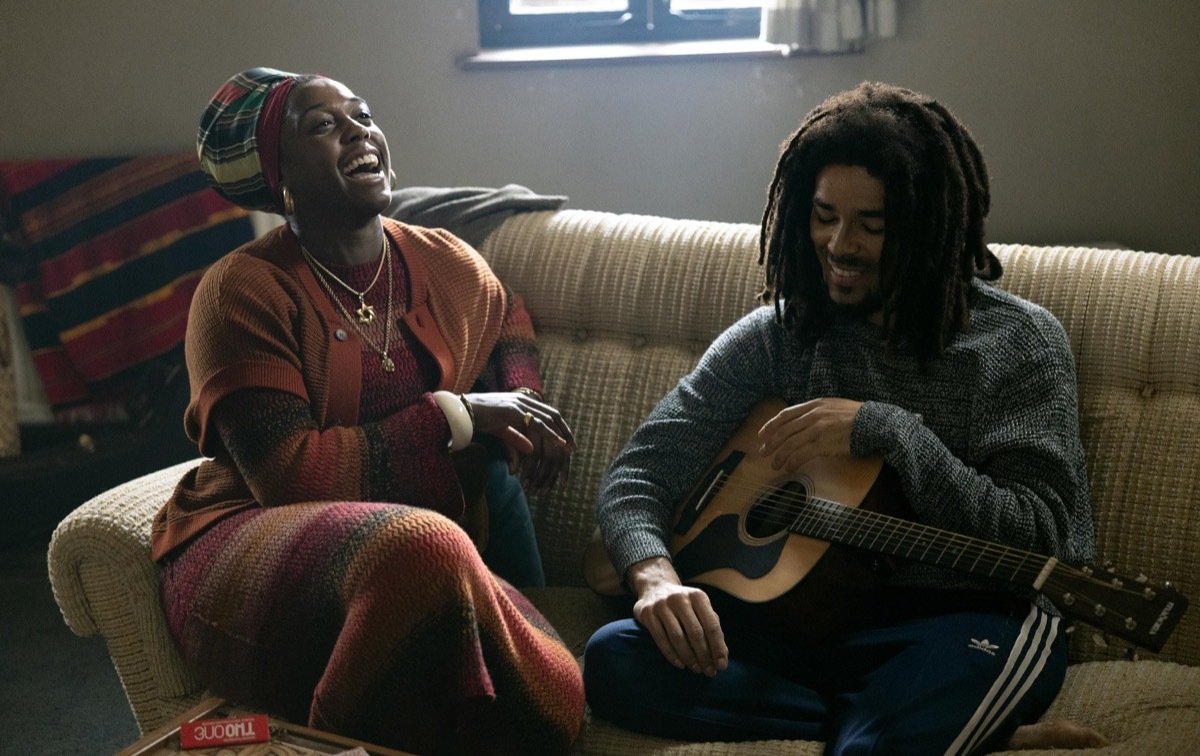 Lashana Lynch and Kingsley Ben-Adir in Bob Marley: One Love