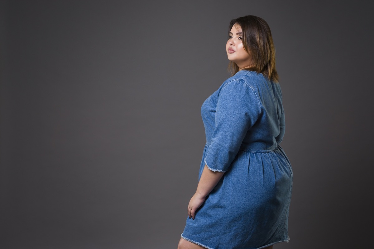 woman in denim dress