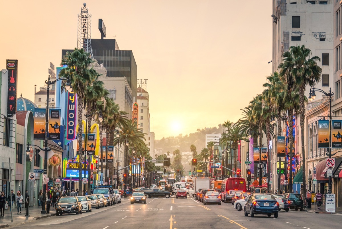 hollywood boulevard at sunset