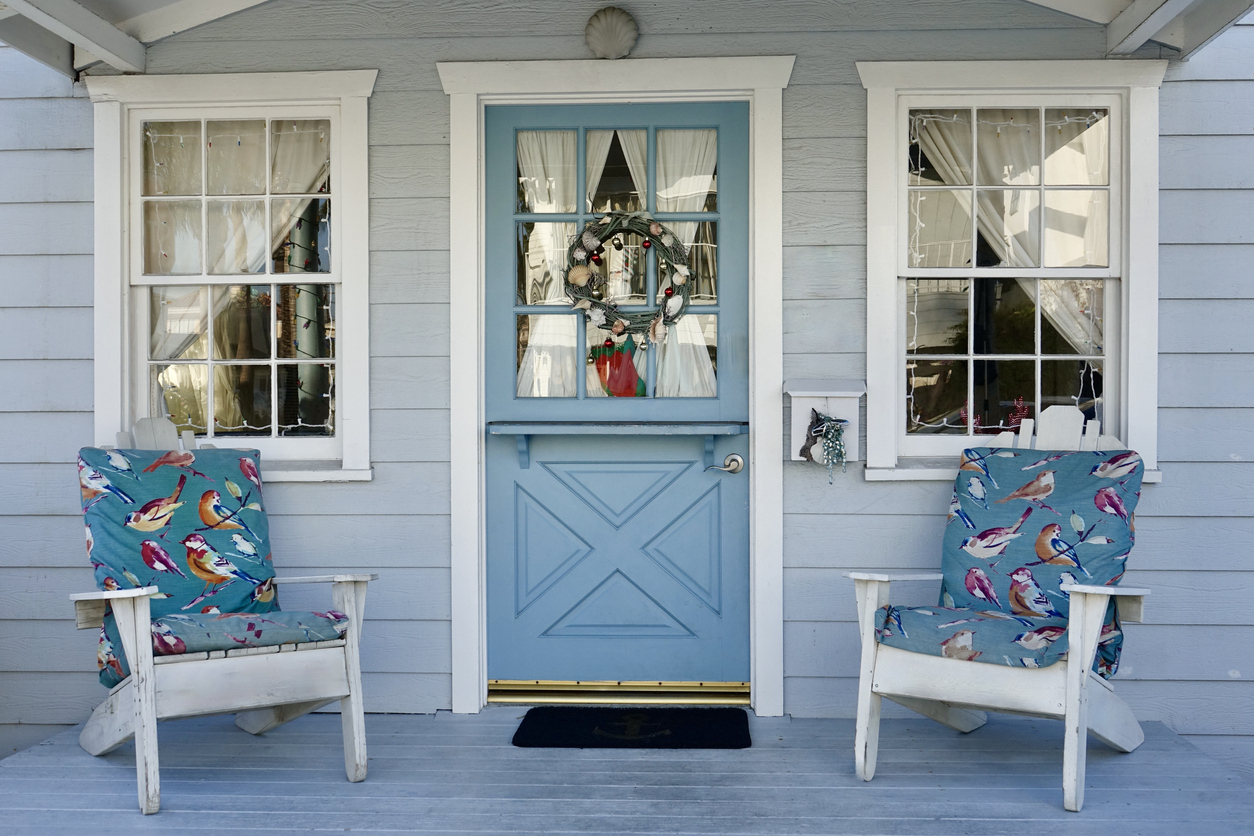 beautiful light blue front door