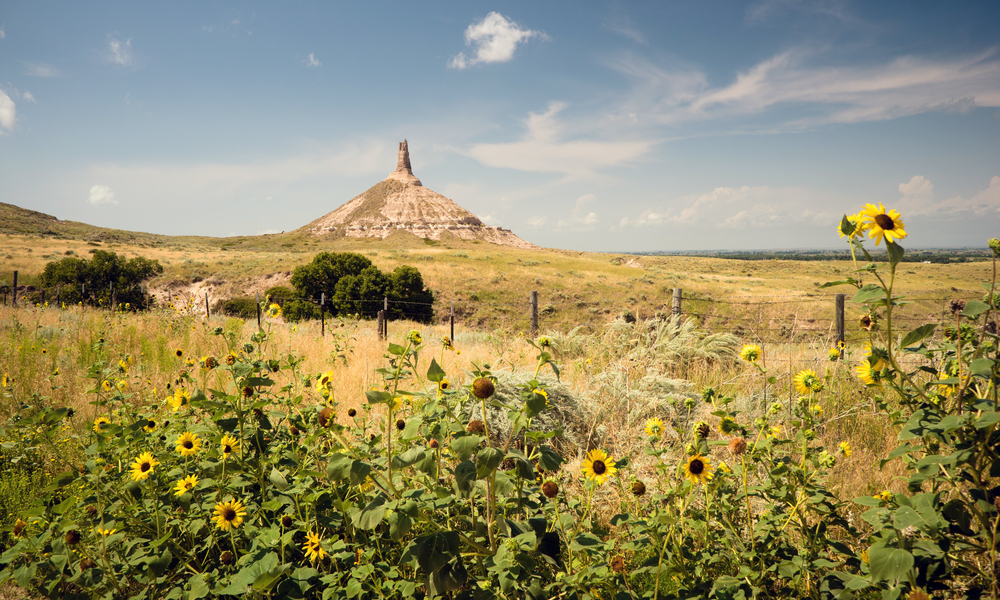 A photo of Chimney Rock in North Platte River Valley, Nebraska