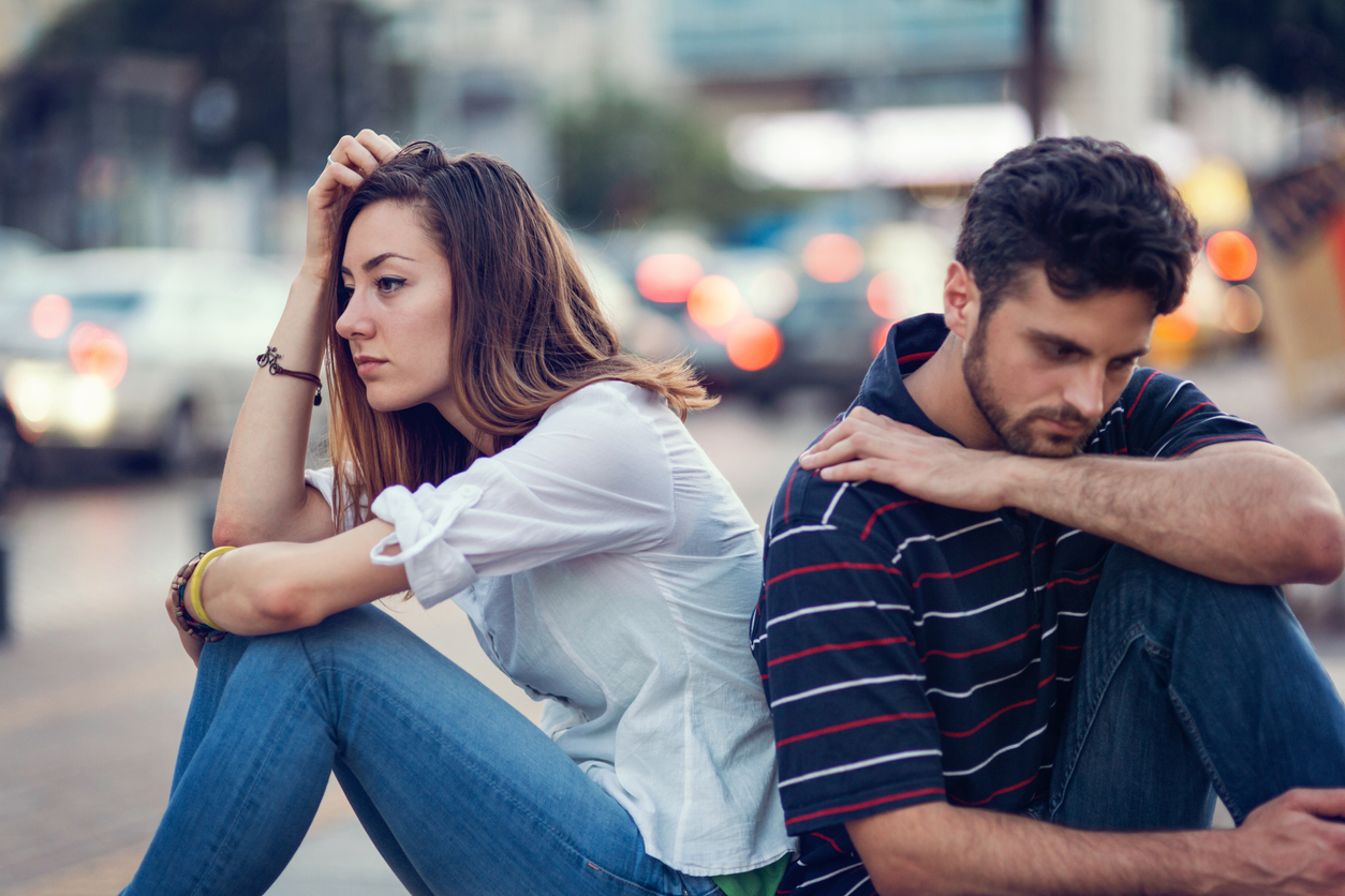 young couple breaking up