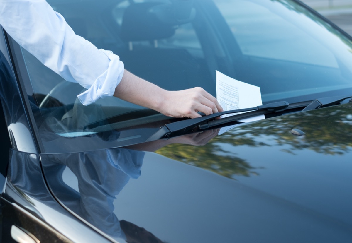 parking ticket on car