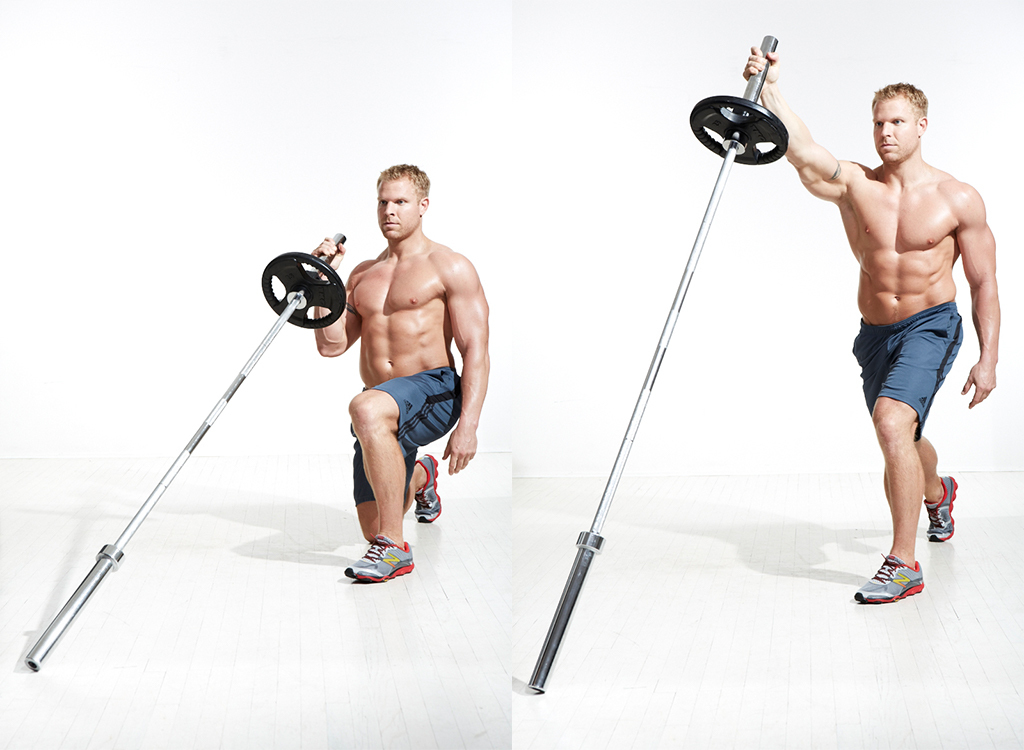 Split-squat to press, best barbell workout