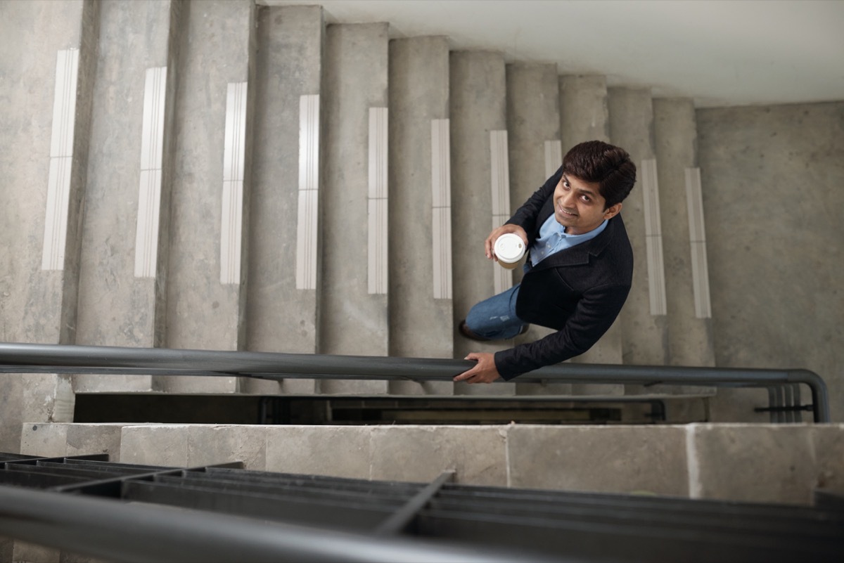 Man taking the stairs