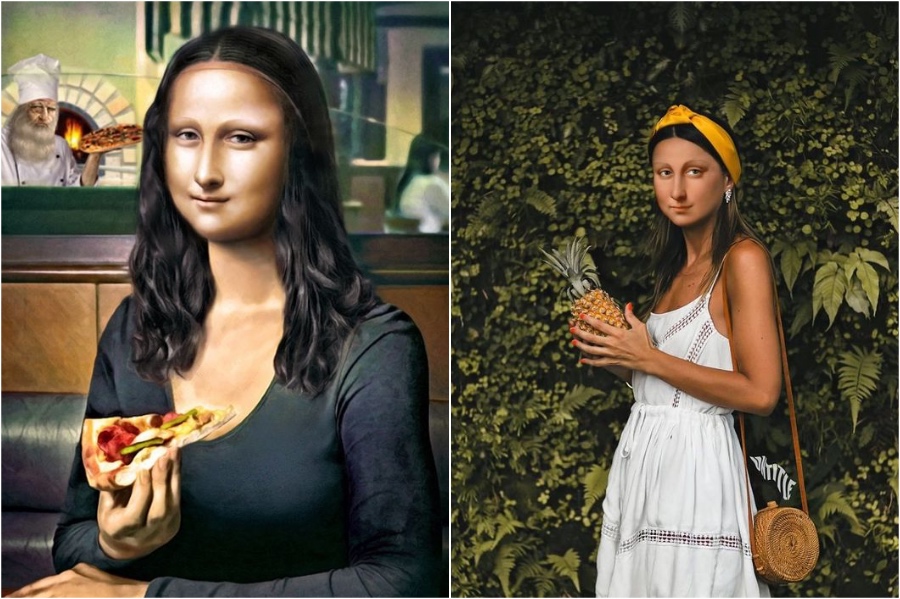 Mona Lisa eats pizza | Mona Lisa Reimagined In The Modern World Excerpt | Her Beauty